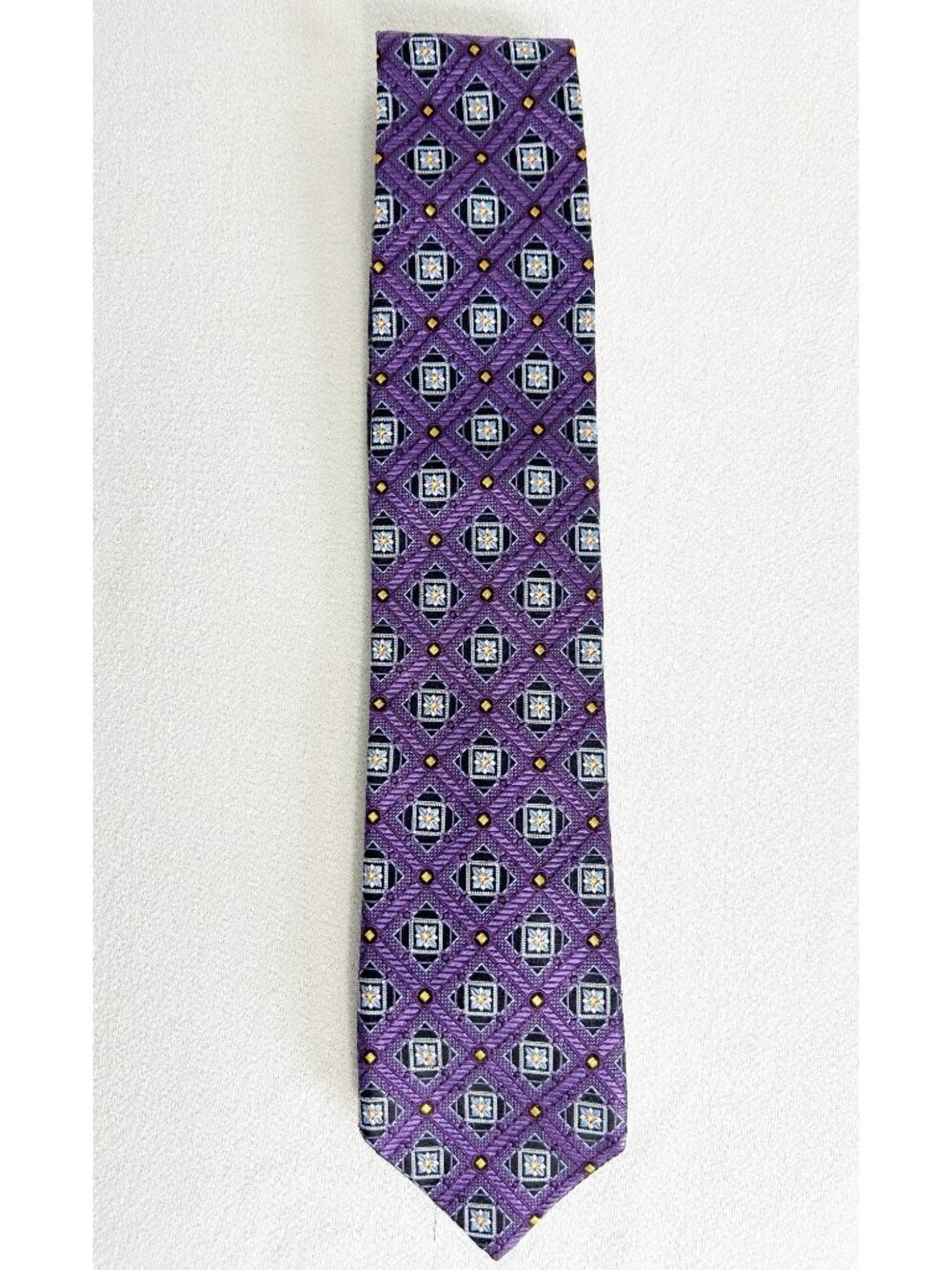 JZ Richards Boulder Geometric Print Silk Necktie in Purple